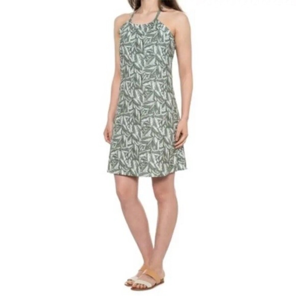 Eddie Bauer Golf Tennis Dress Green White Palm Leaf Print Athleisure Size Small